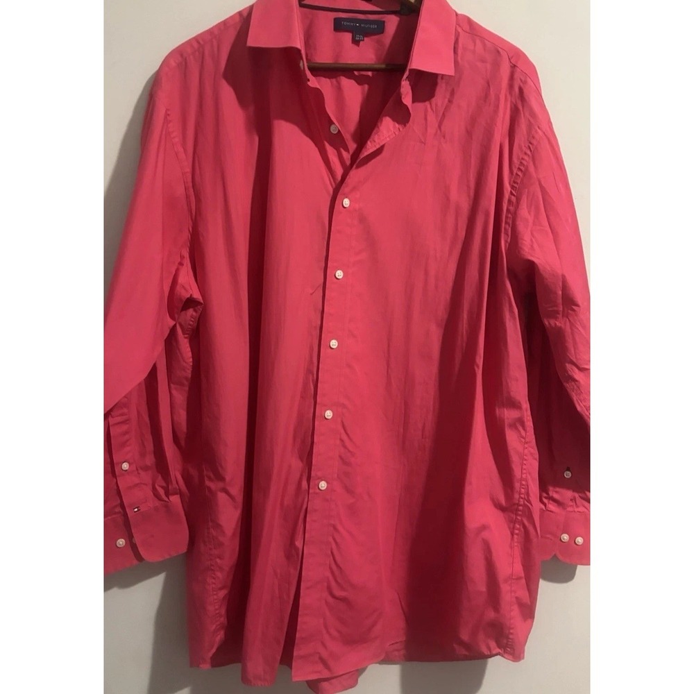 Tommy Hilfiger‎ Blouse Women's Button Up Long Sleeve Hot Pink 17.5 32-33